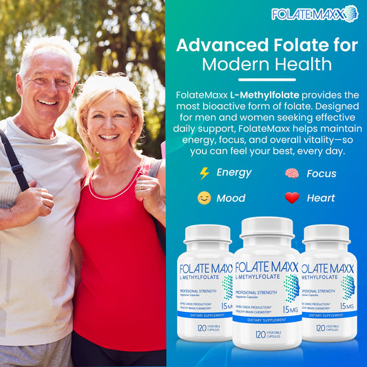 folate maxx bottle side label highlights non-GMO and gluten-free certification