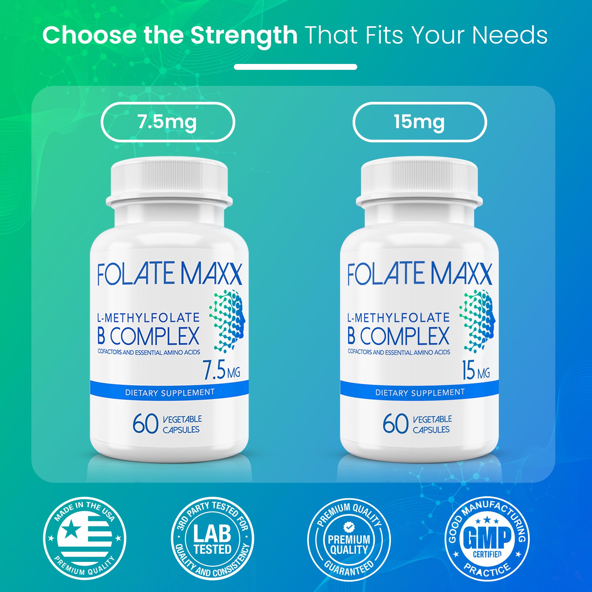FOLATE MAXX capsules in jar setup for routine.