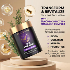 FOLICARE ingredients blend featuring collagen, keratin, and probiotics.