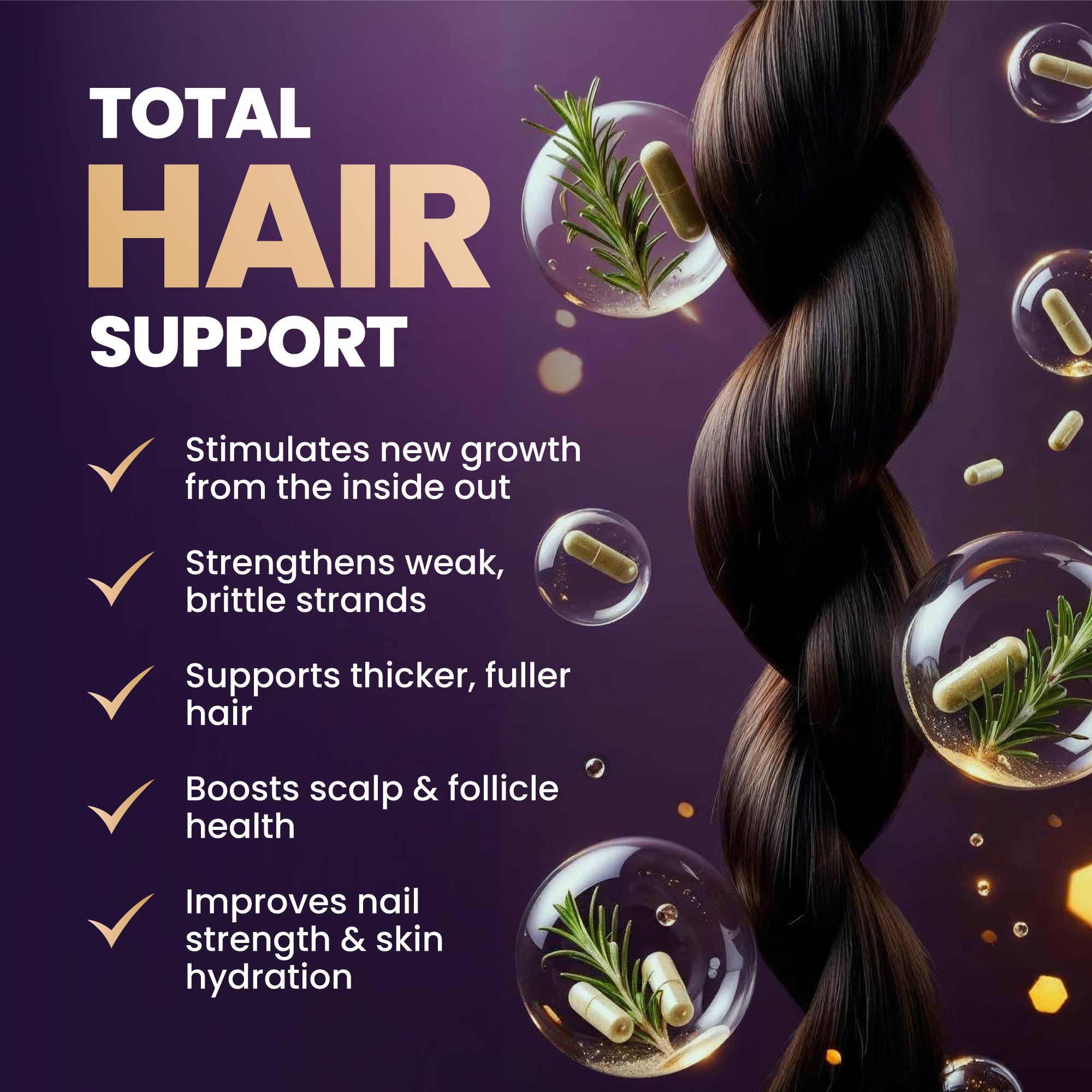 FOLICARE hair growth capsules close-up showing high-dose biotin.