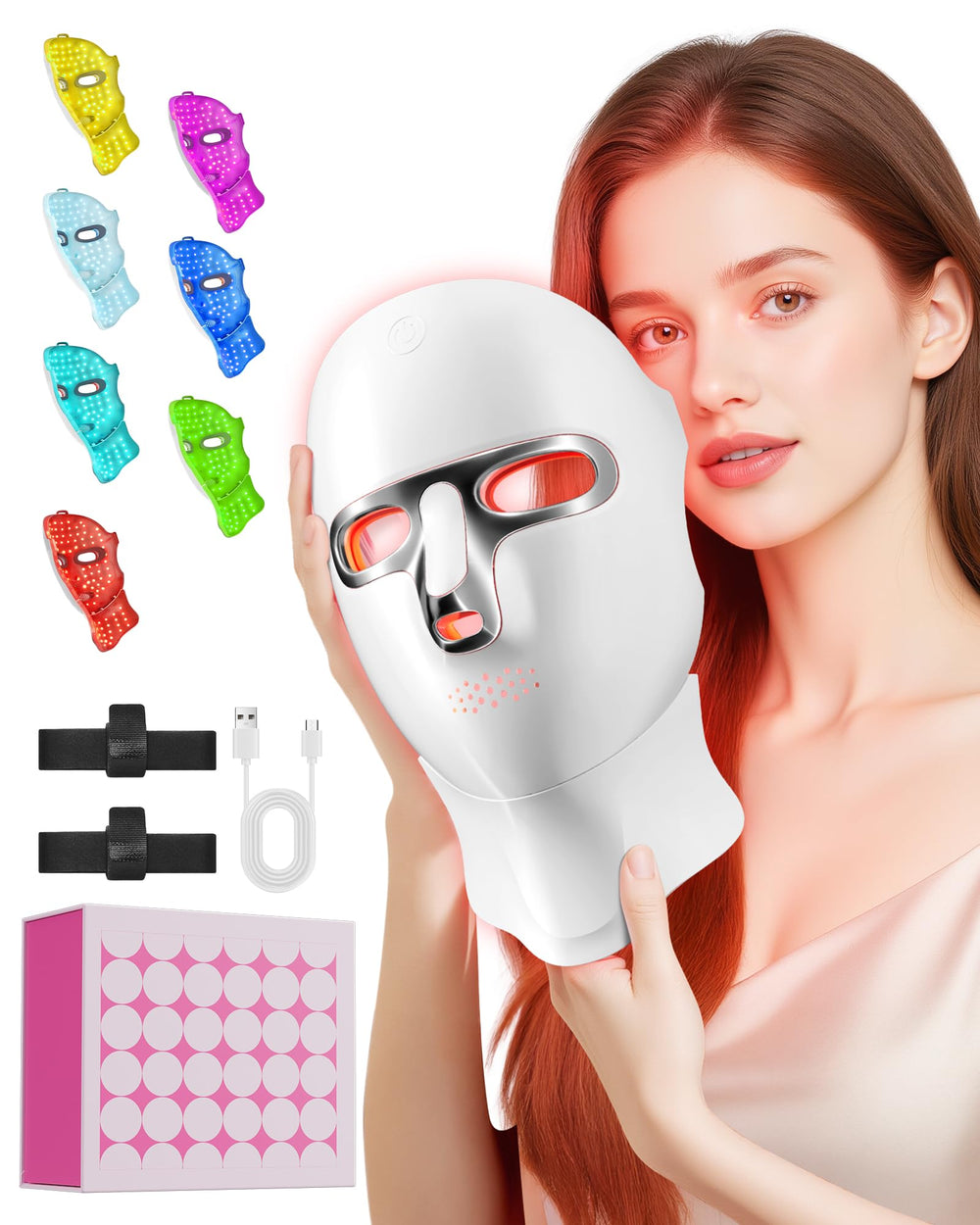 FOLOKE LED Light Therapy Mask front view for at-home skincare sessions.