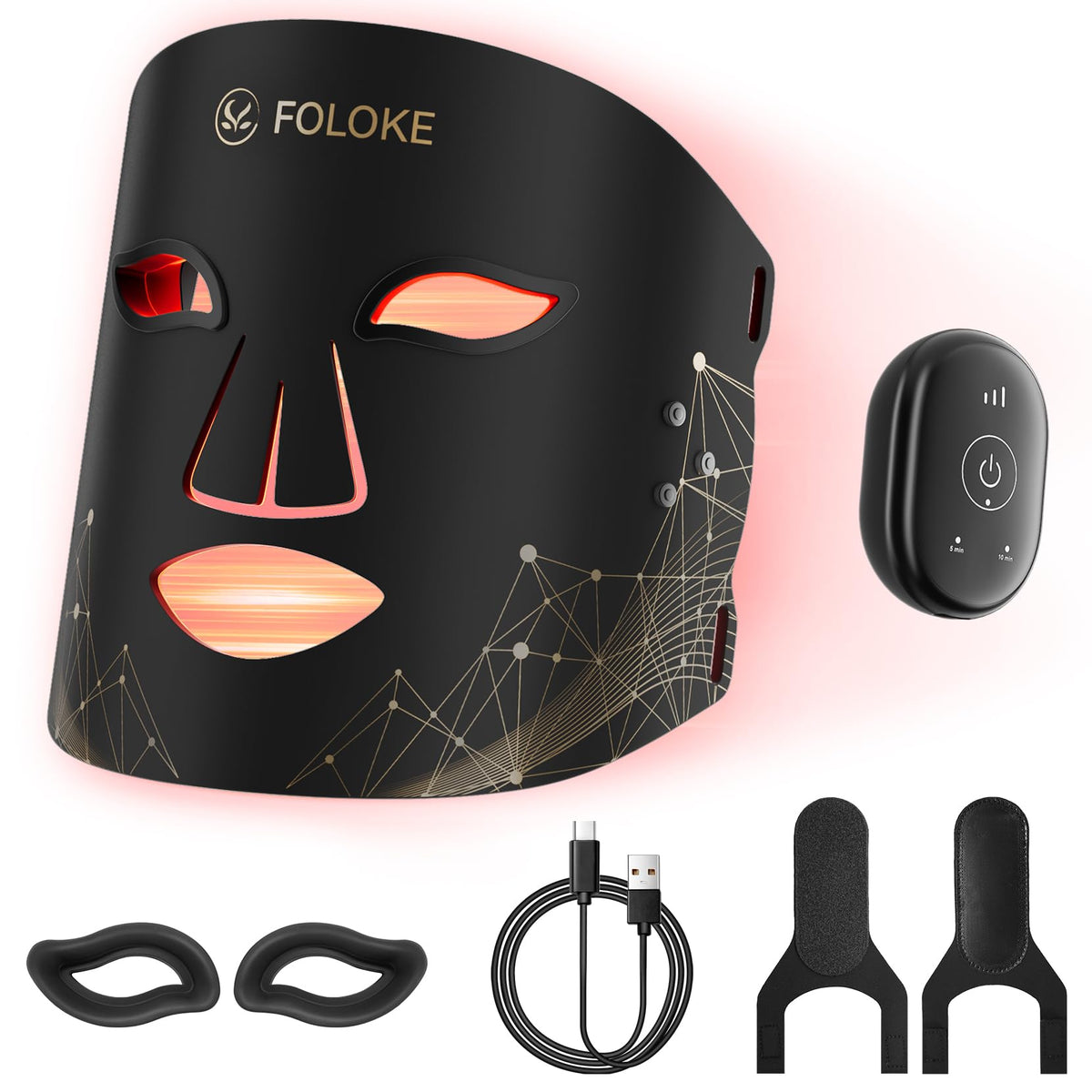 FOLOKE LED light therapy mask front view for at-home skincare use