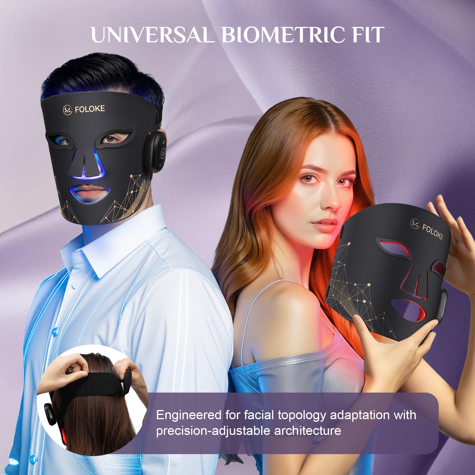 FOLOKE LED light therapy mask packaging ready for home use