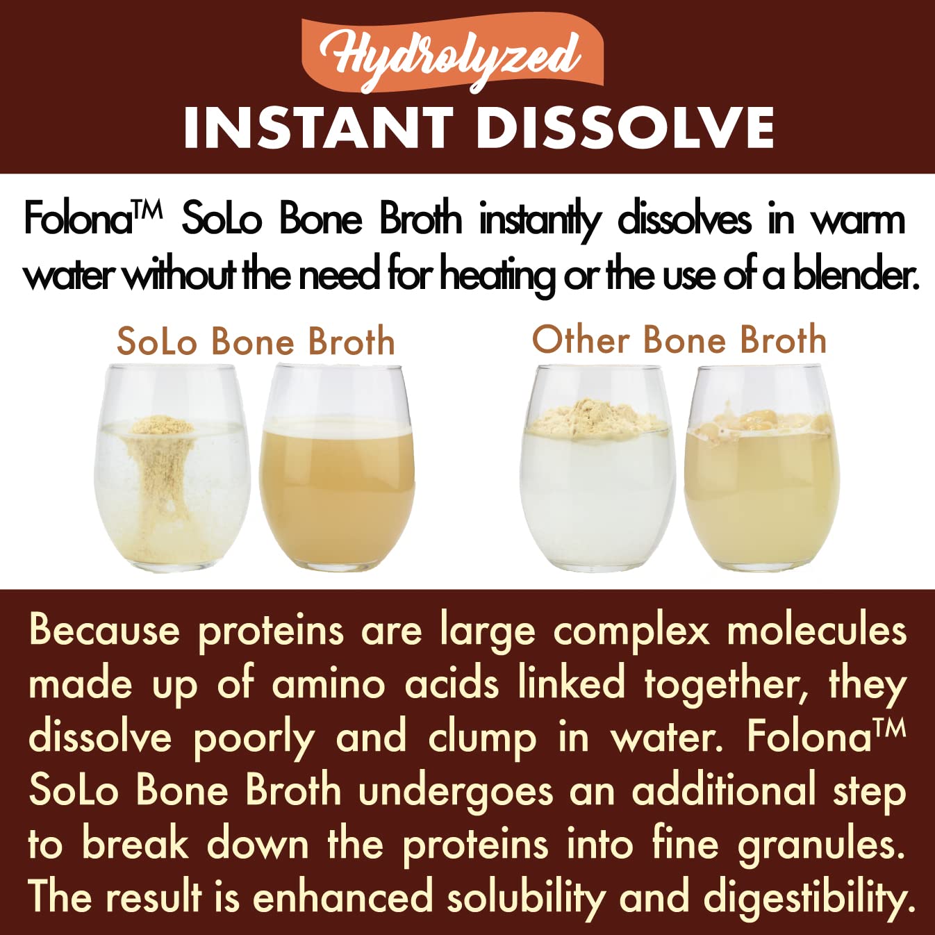 Folona Solo Bone Broth Powder ingredients label highlighting grass-fed origin.