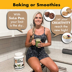 FOLONA SOLO pea protein in a kitchen setup for vegan meals