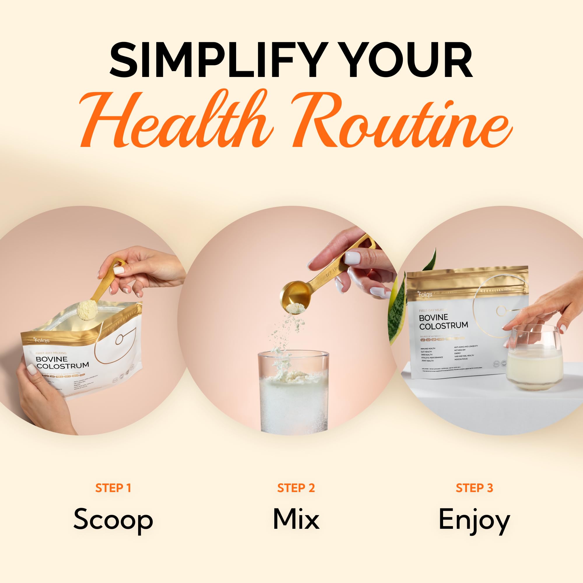 Kosher certification label—Folqs Colostrum suitable for kosher dietary needs.