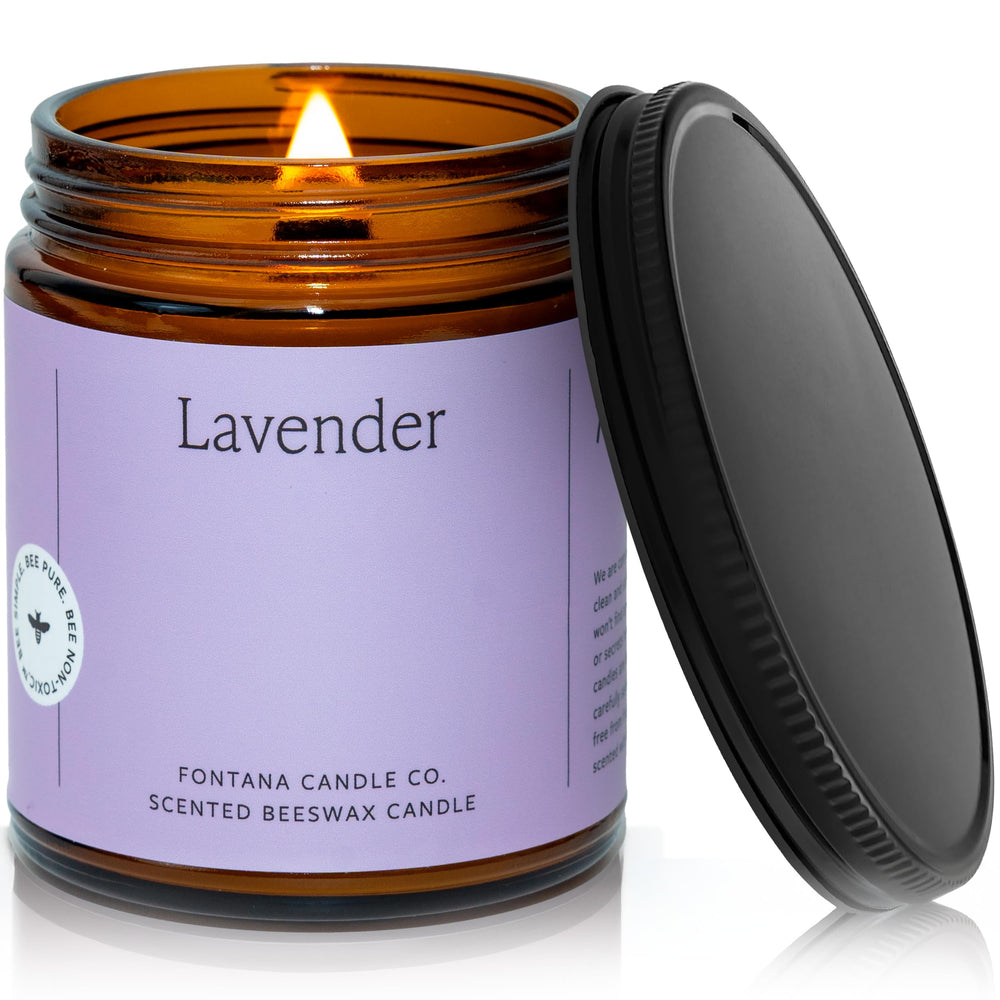 Fontana Candle Co lavender beeswax jar offers a clean, long-lasting scent.