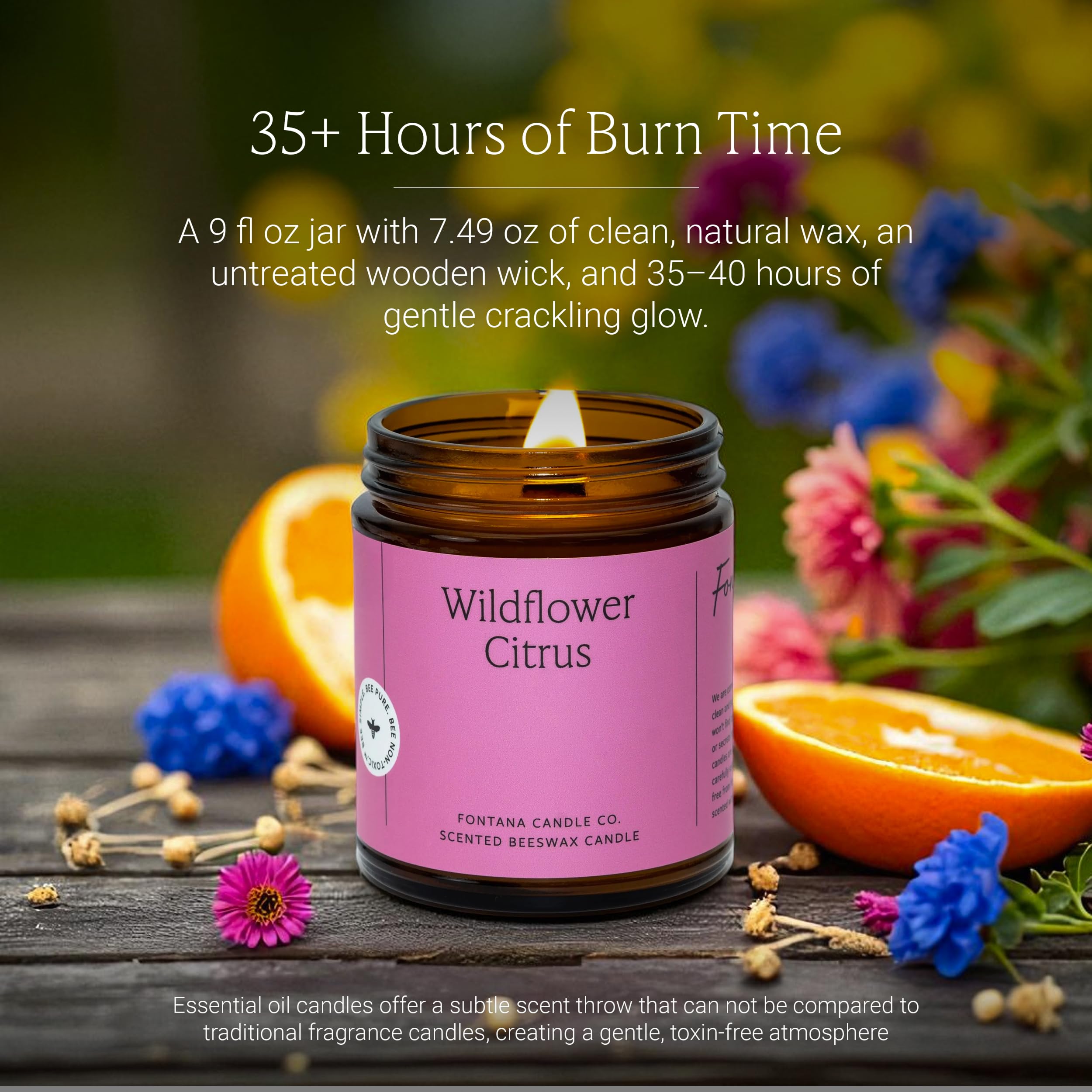 Fontana Candle Co beeswax jar candle shows slow, even burn and clean fragrance