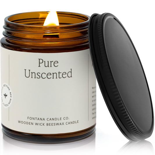 Fontana Candle Co wood wick beeswax jar candle with a cozy crackle and clean burn.