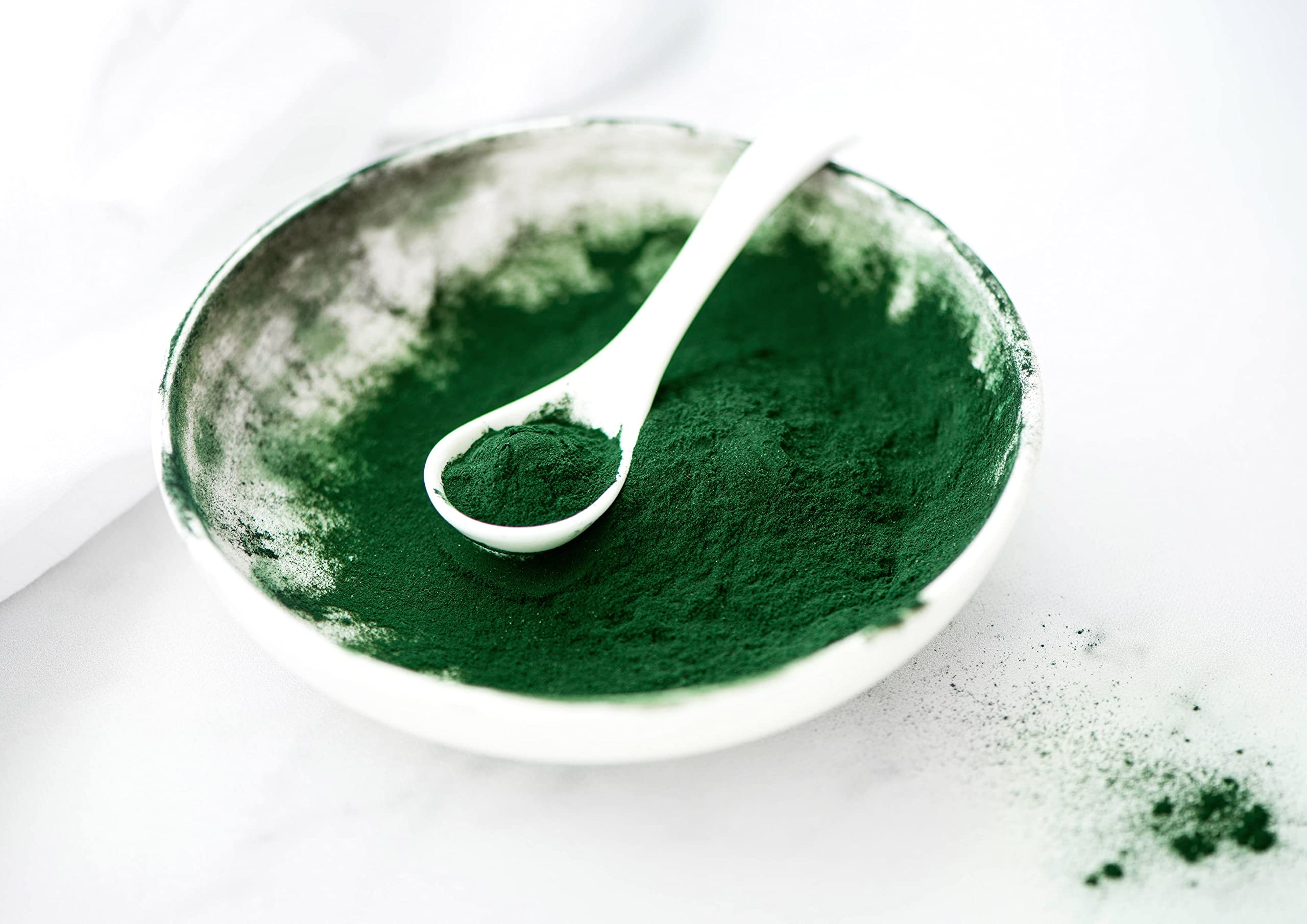 Food to Live algae powder mix in a bowl with a measuring scoop