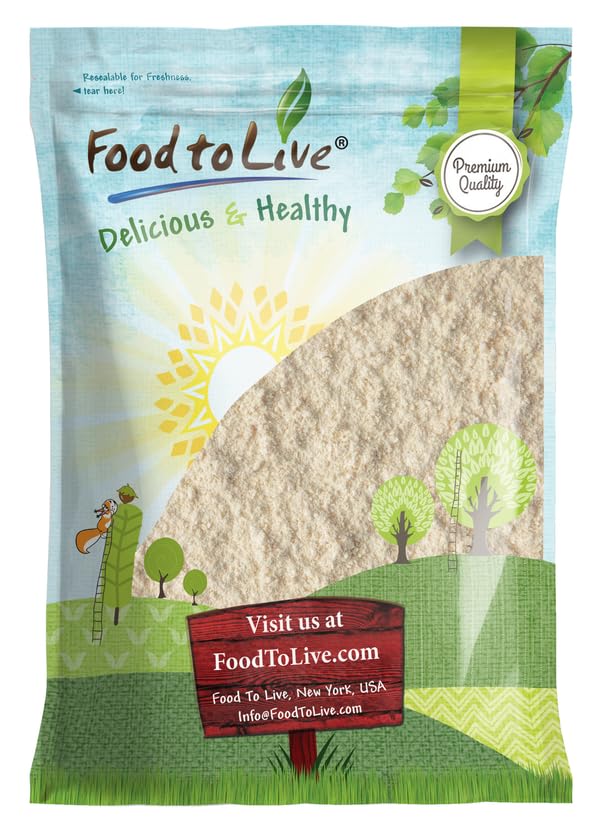 Food to Live almond protein powder bottle, compact packaging for everyday use.