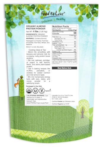 Food to Live Almond Protein Powder scoop for easy measuring in smoothies.