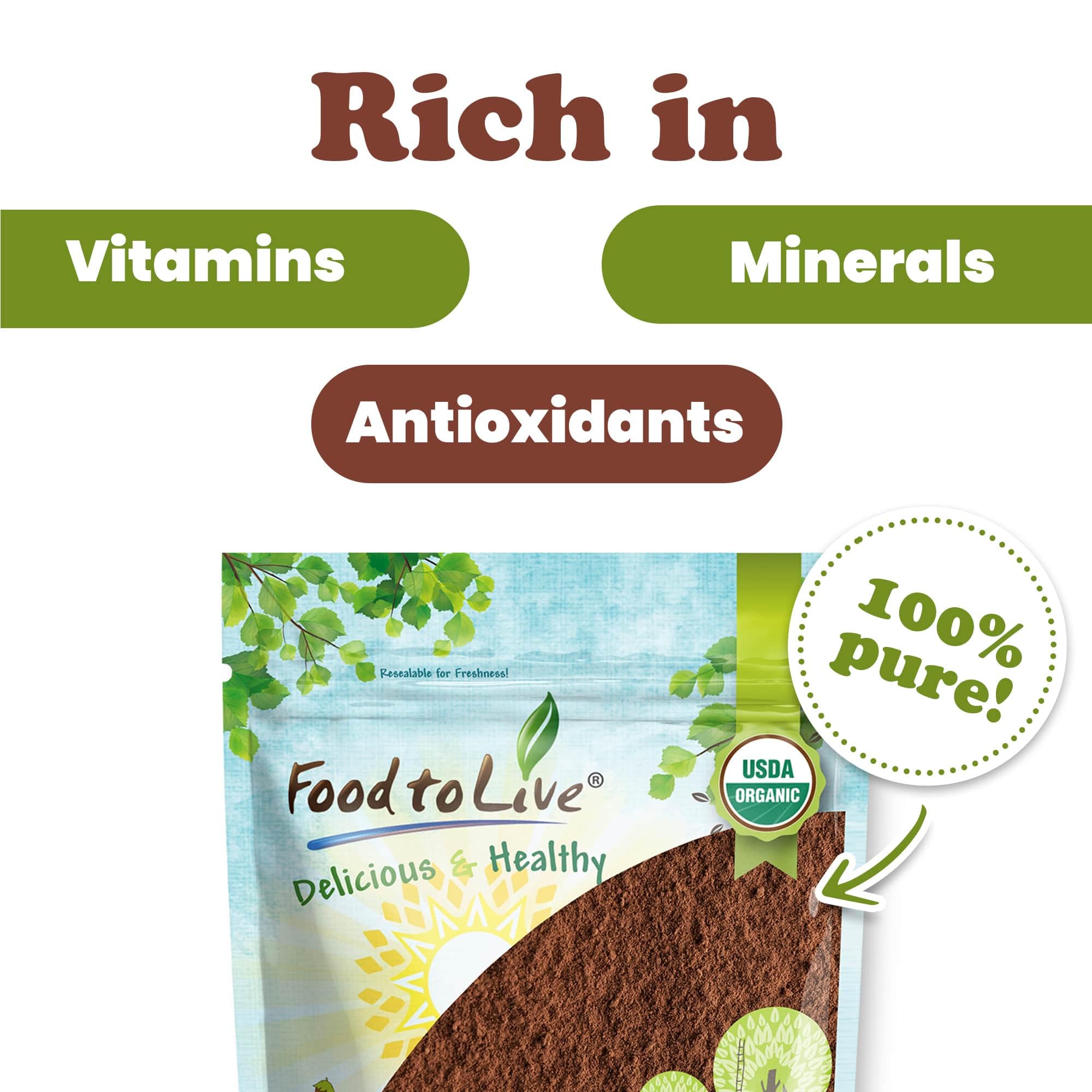 Food to Live Chaga powder blended into smoothie or coffee for a nutrient boost.