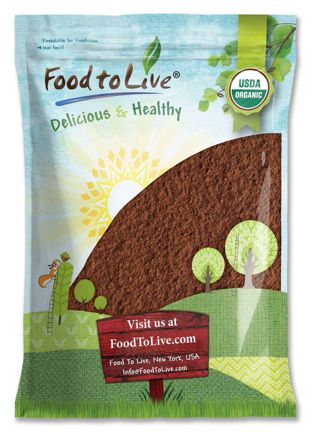 Food to Live Chaga Powder tin packaging shows pure, antioxidant-rich superfood.