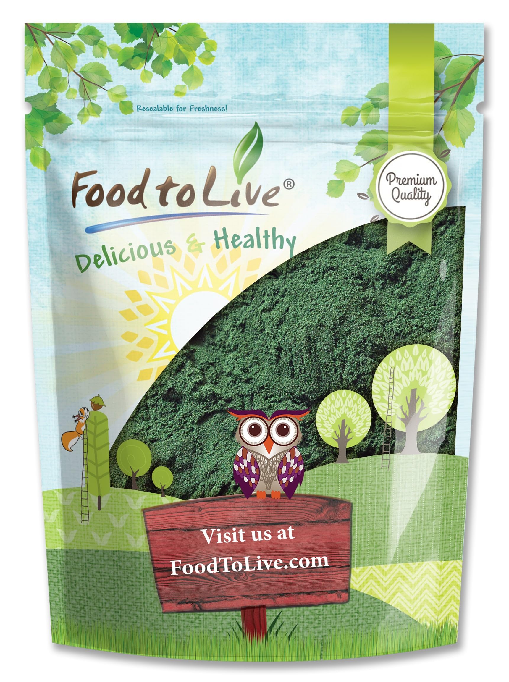 Food to Live chlorella powder bottle, ready for daily nutrition and easy use