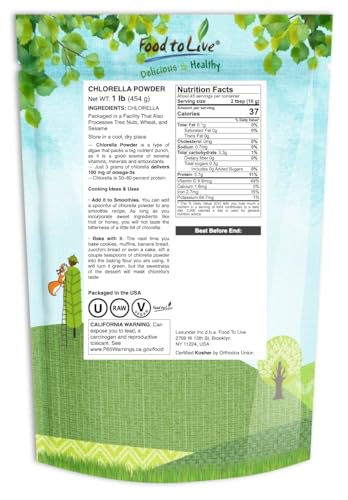 Chlorella powder scoop with vibrant green powder for precise portions