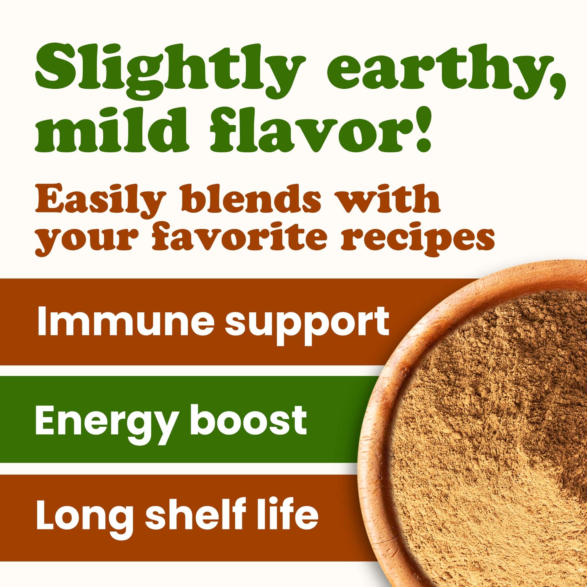 Food to Live cordyceps powder alongside tea or coffee as flavor enhancer