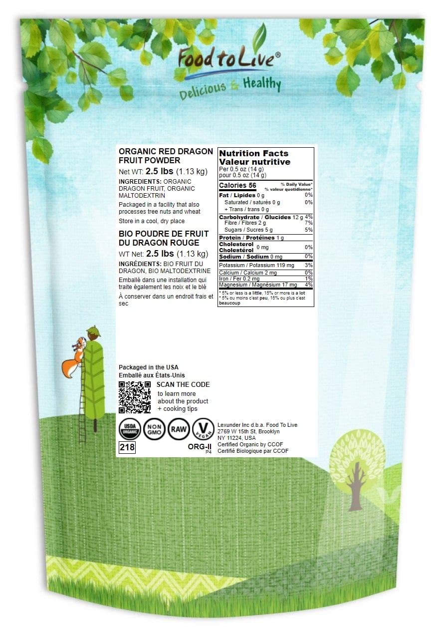 Food to Live dragon fruit powder bag closed for storage
