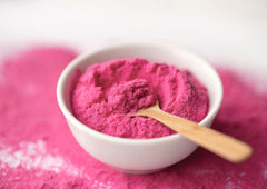 Food to Live Dragon Fruit Powder in shake shows quick mix and vibrant color.