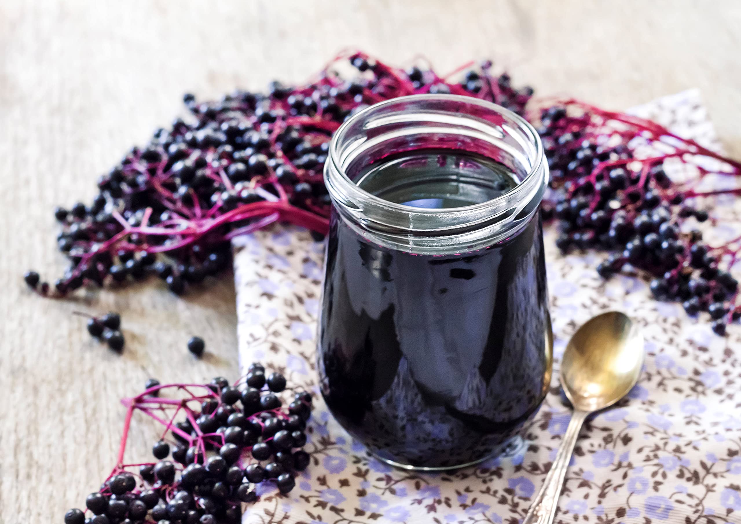 Food to Live elderberry powder swirled into yogurt