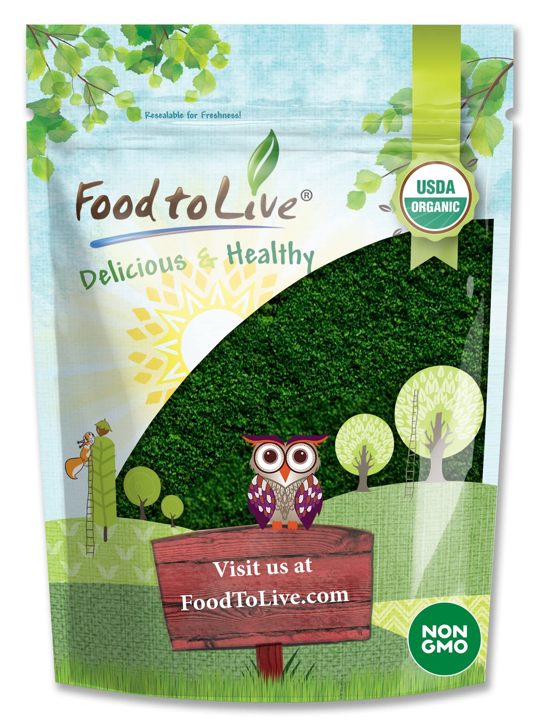 Food to Live Organic Algae Powder Mix bottle with green powder, ideal for smoothies
