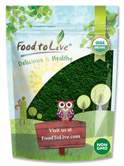 Food to Live Organic Algae Powder Mix bottle with green powder, ideal for smoothies