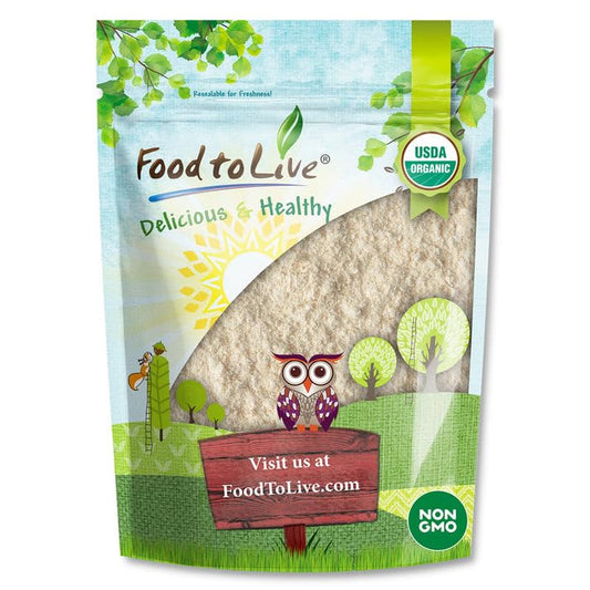 Food to Live Organic Almond Protein Powder bag on bulk packaging for versatile cooking.