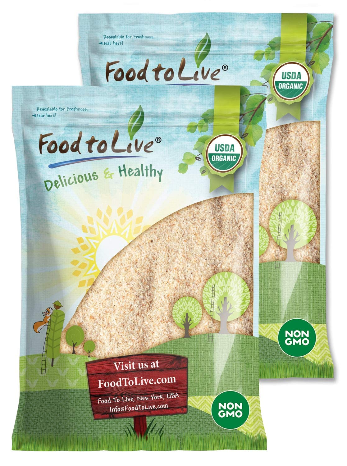 Food to Live Organic Whole Psyllium Husks bag for baking and daily fiber.