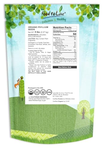 Food to Live Psyllium Seeds scoop for easy measuring in recipes.