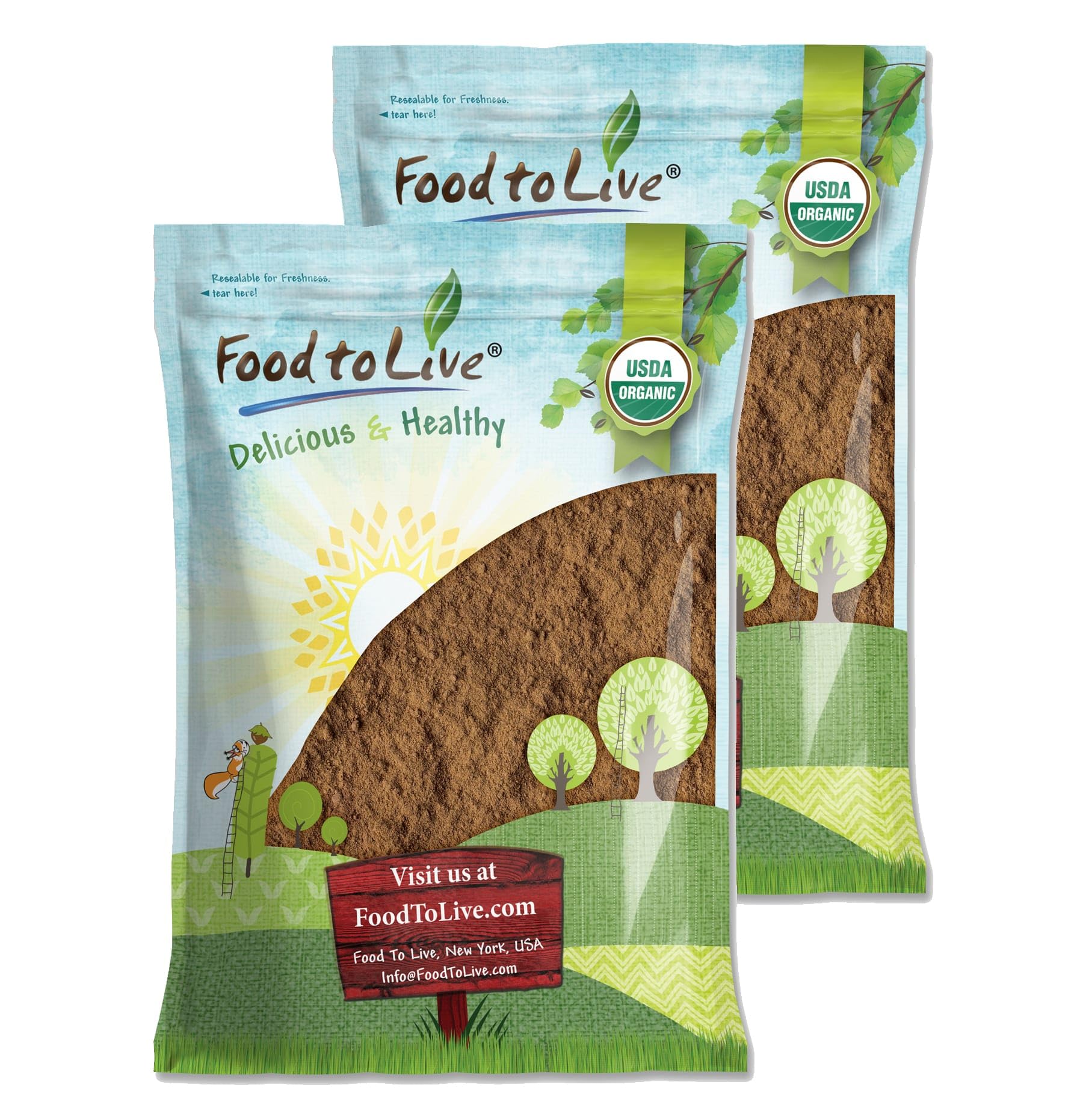 Food to Live Red Reishi Powder bag for daily smoothies and wellness rituals.