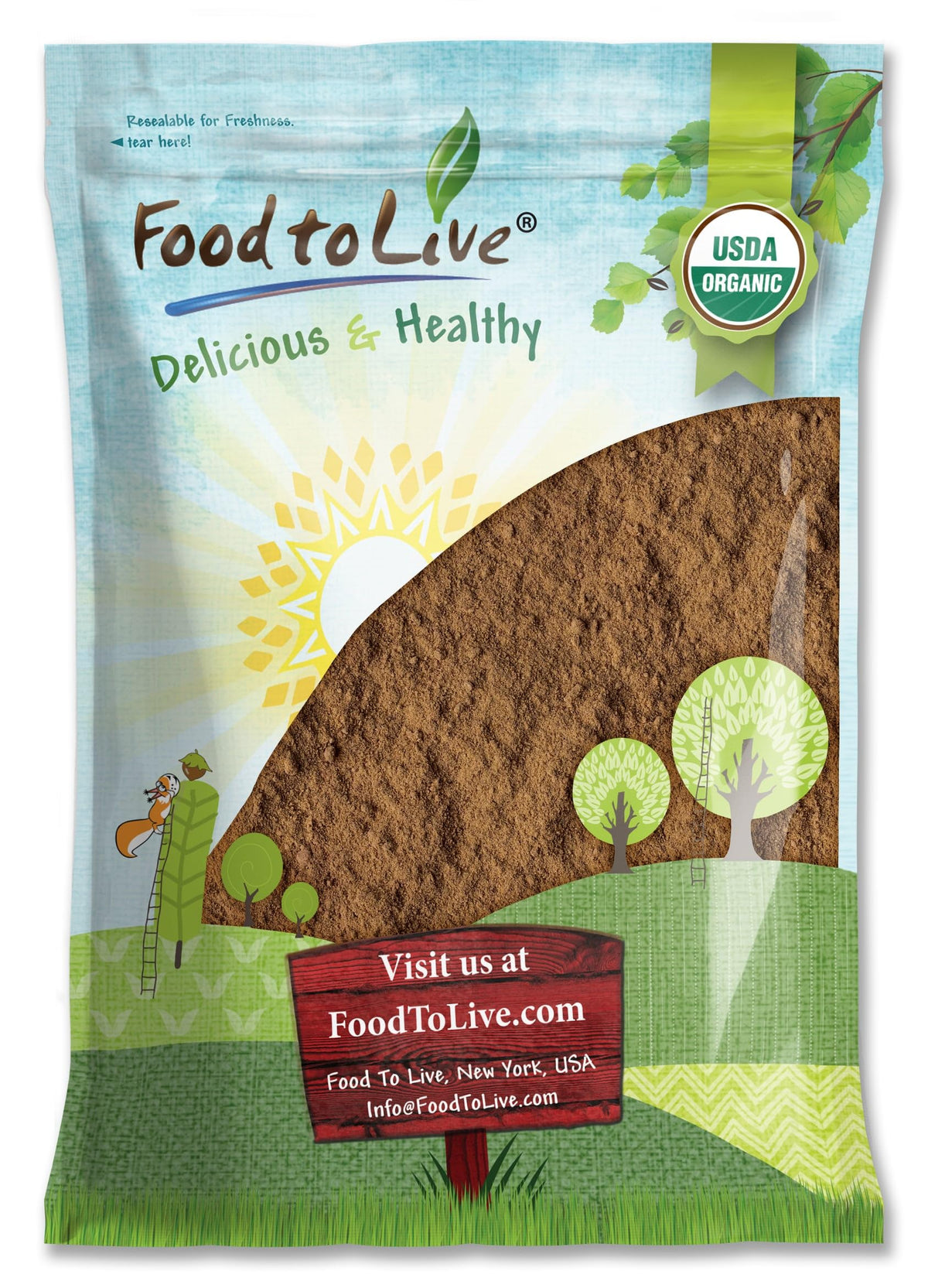 Food to Live Red Reishi powder bottle for everyday vegan wellness use.