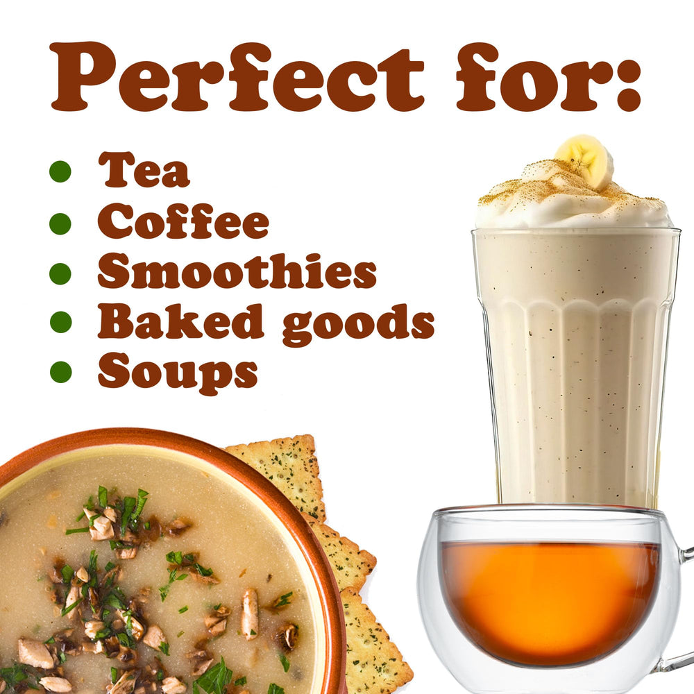 Food to Live Reishi powder stirred into soup or sauce for depth.