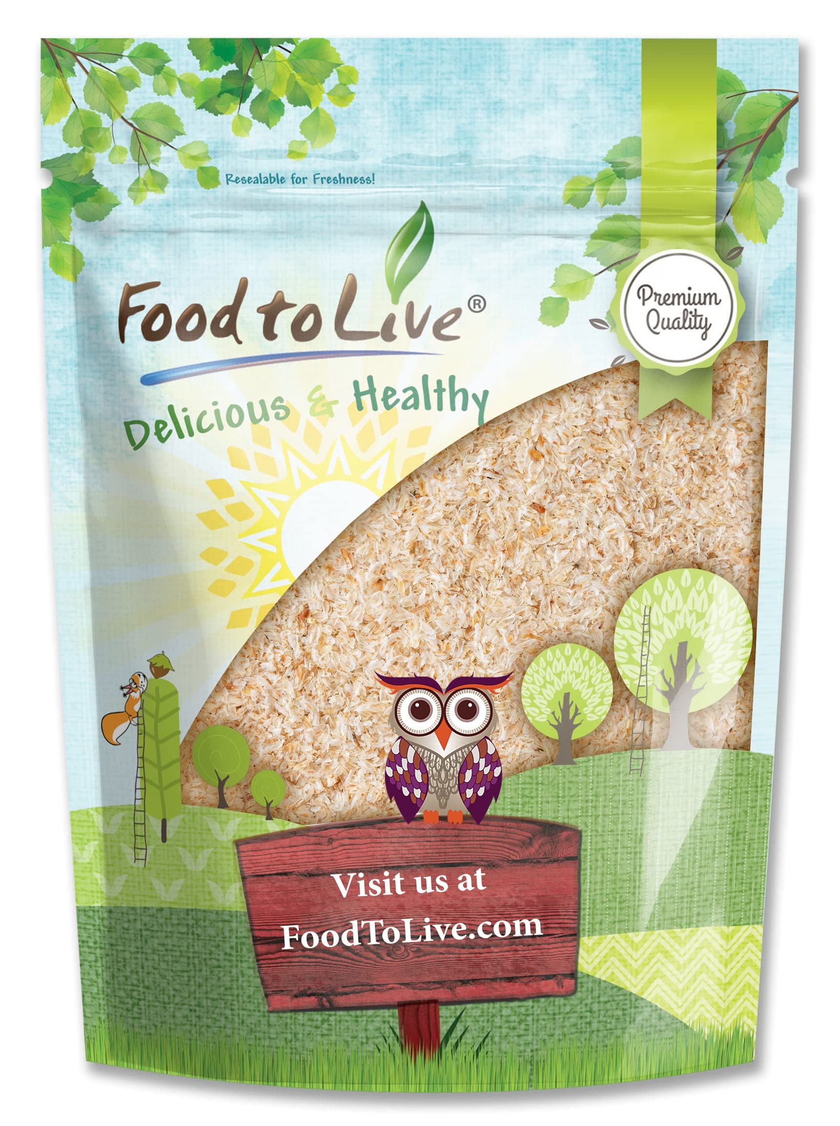 Food to Live Whole Psyllium Husks bag closeup highlights premium quality