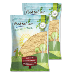 Food to Live Yellow Maca Powder bulk container highlights high vitamin C and B6.