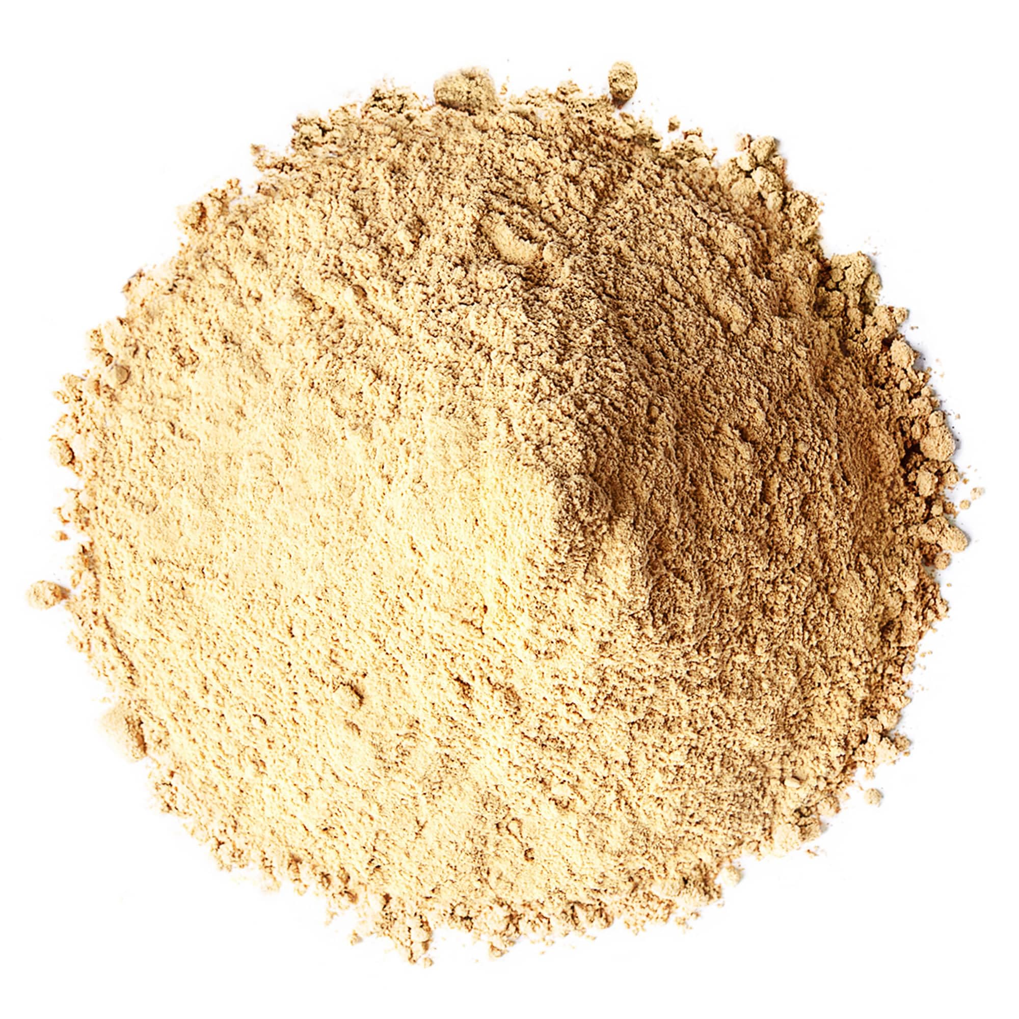 Food to Live Yellow Maca Powder closeup reveals fine texture ready for shakes.
