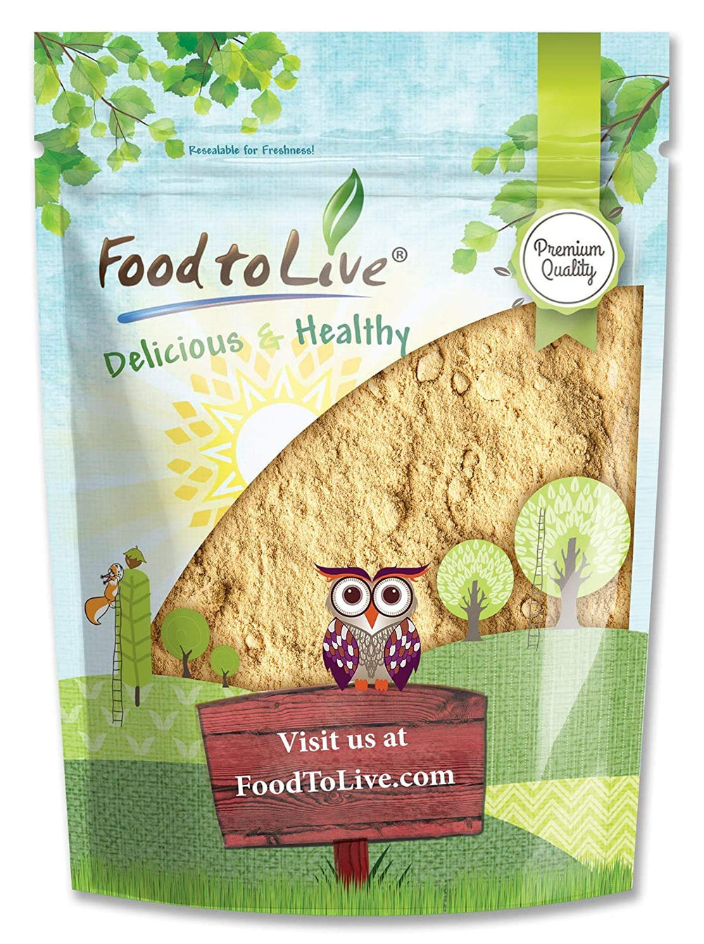 Food to Live Yellow Maca Powder container shows convenient packaging and nutrient-rich powder.