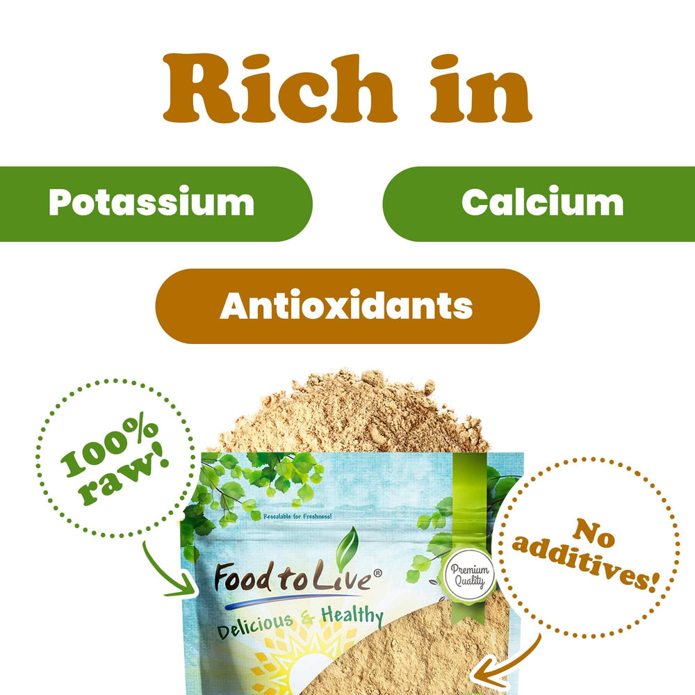 Food to Live Yellow Maca Powder sprinkled on salad adds earthy flavor.