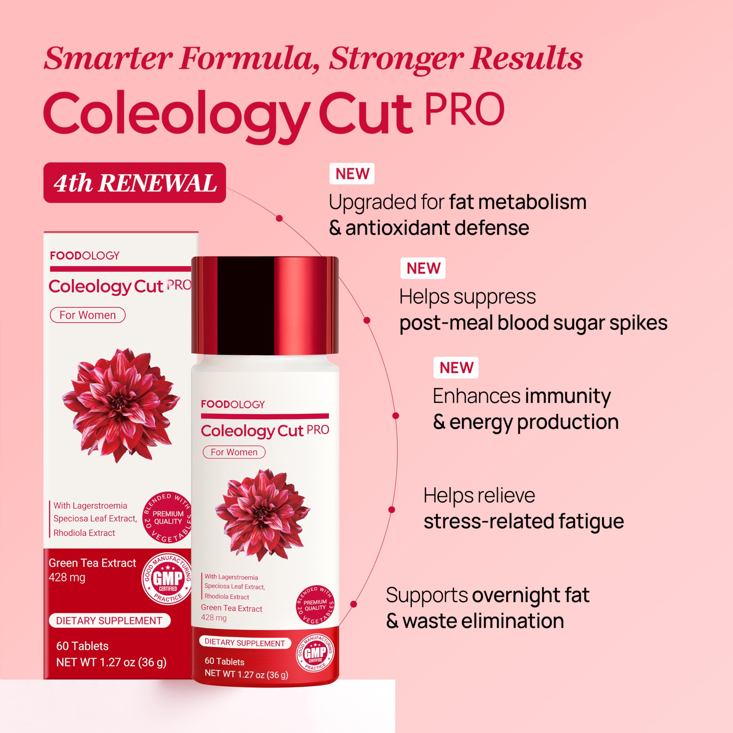FOODOLOGY Coleology Cut PRO rhodiola and banaba for steady energy