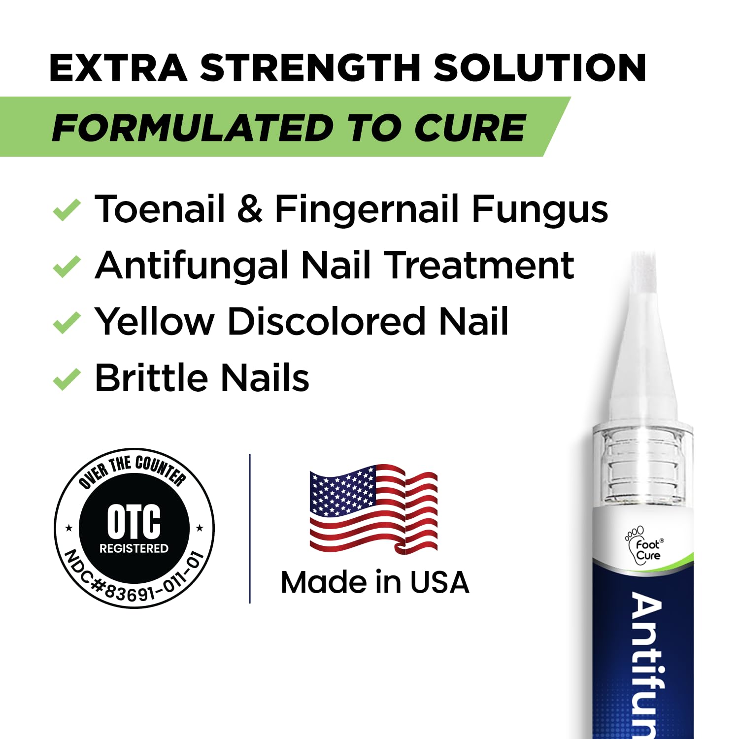 Cap closeup of Foot Cure Nail Repair Pen for precise, mess-free application.