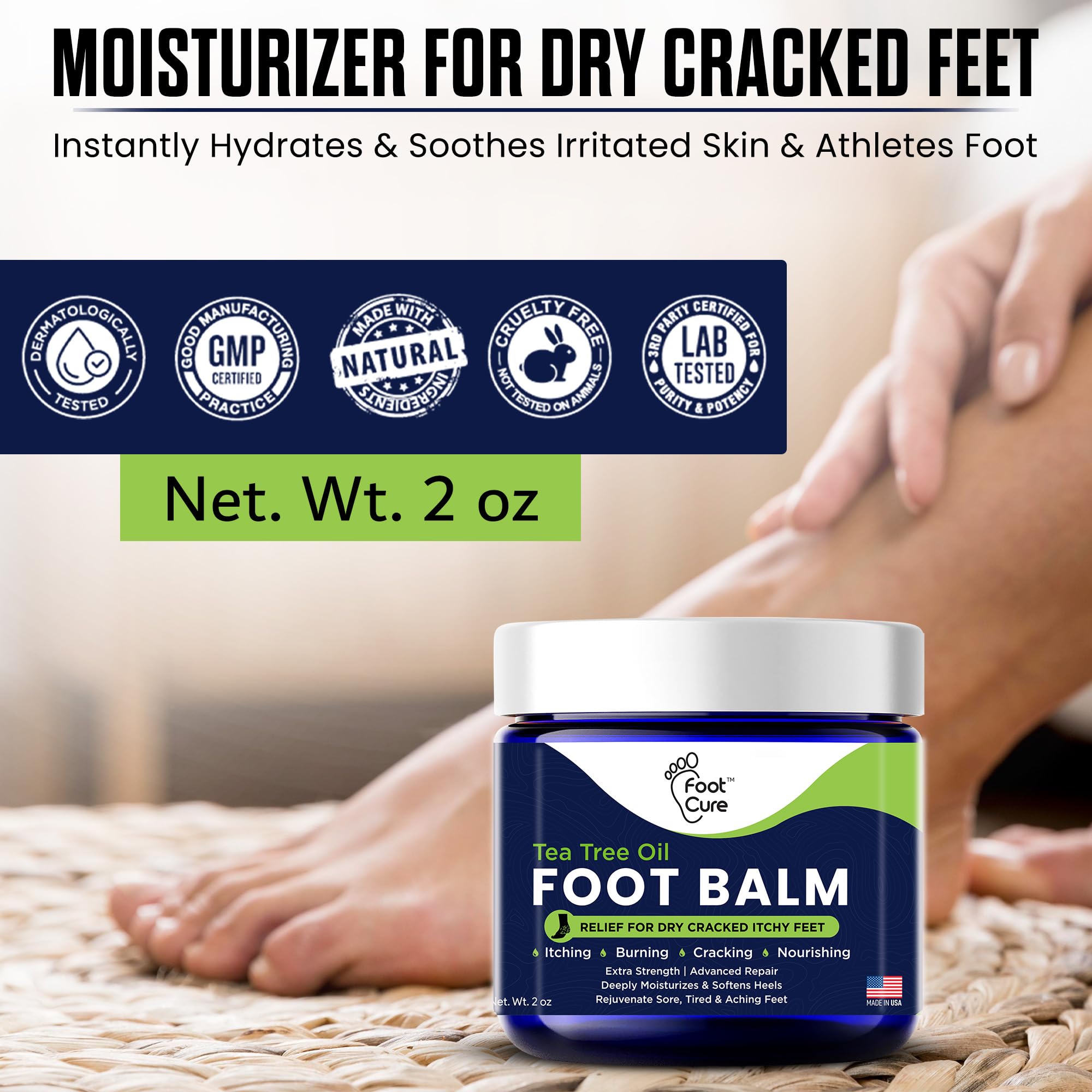 Before and after comparison of feet with FOOT CURE balm