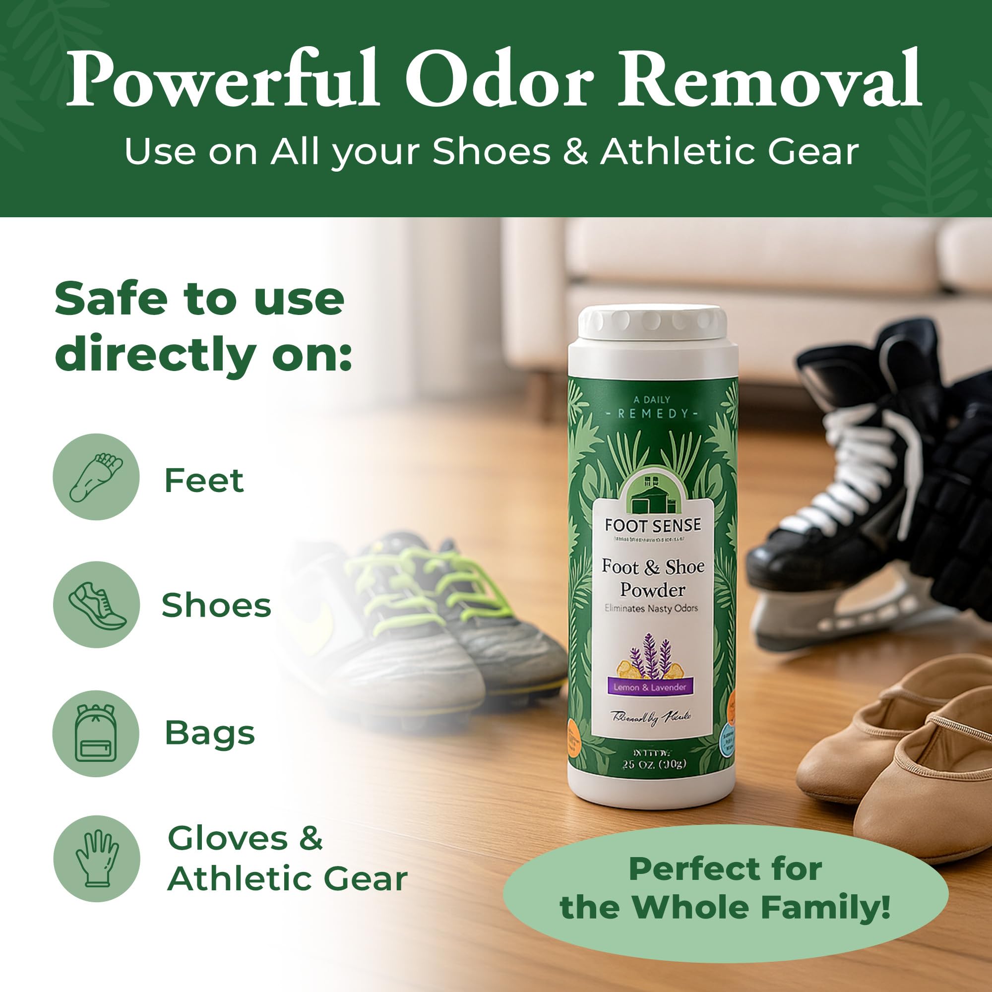Foot Sense hockey-skates odor control highlights moisture management for performance gear.
