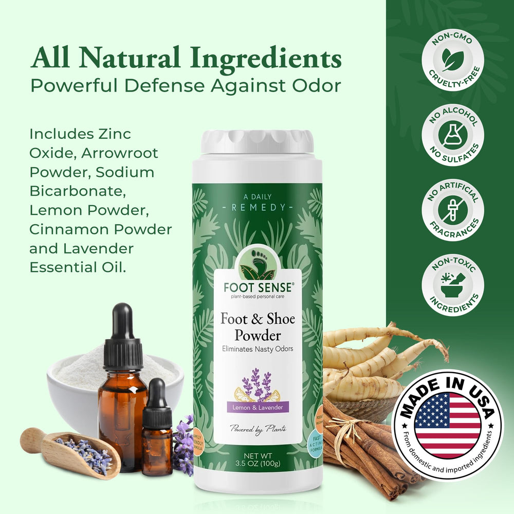 Foot Sense sneakers odor protection shows odor neutralization inside athletic footwear.