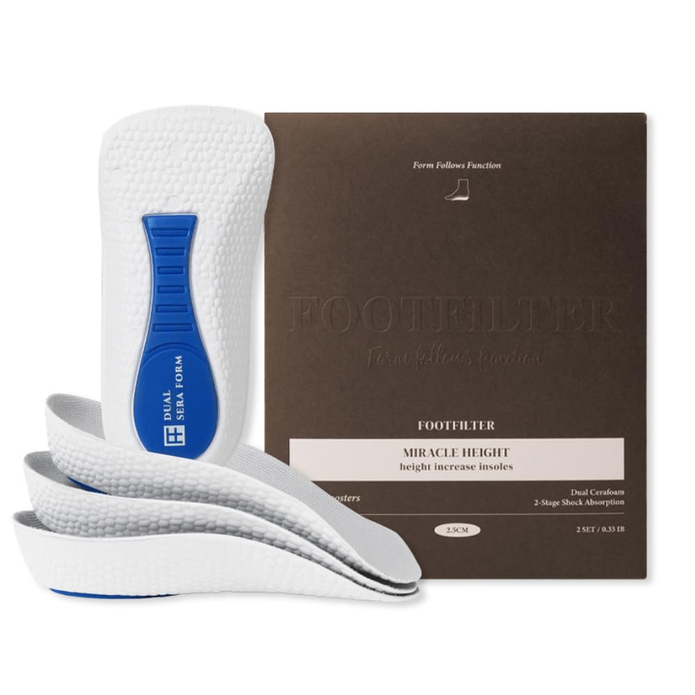 FOOTFILTER height increase insole boosts height discreetly in daily footwear.