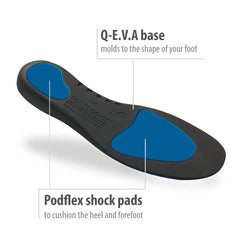 Footlogics Comfort built-in metatarsal raise helps balance foot pressure.