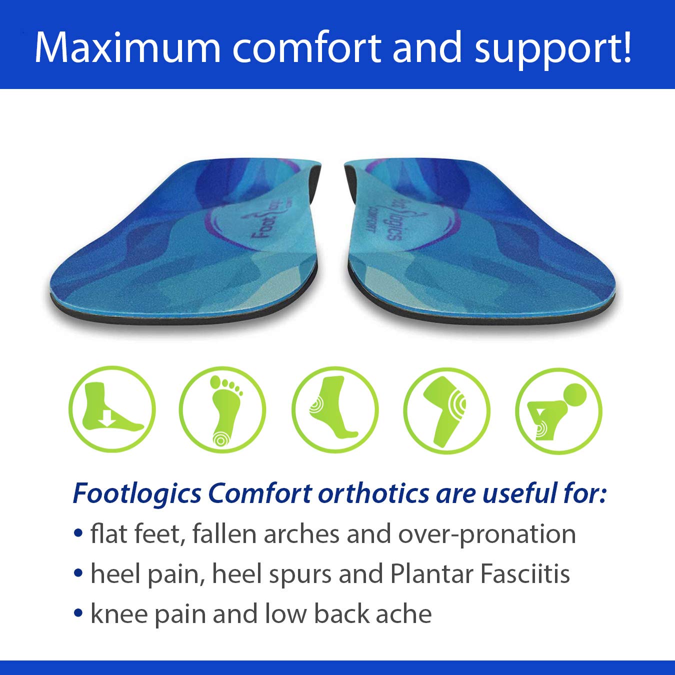 Footlogics Comfort trim-to-size insoles for a personalized fit.