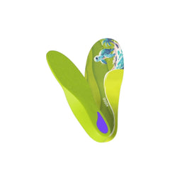 FootWave Kiddo insole with heel and forefoot cushioning supports active play.