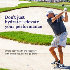 For Wellness blue label closeup emphasizes natural ingredients and refreshing taste.