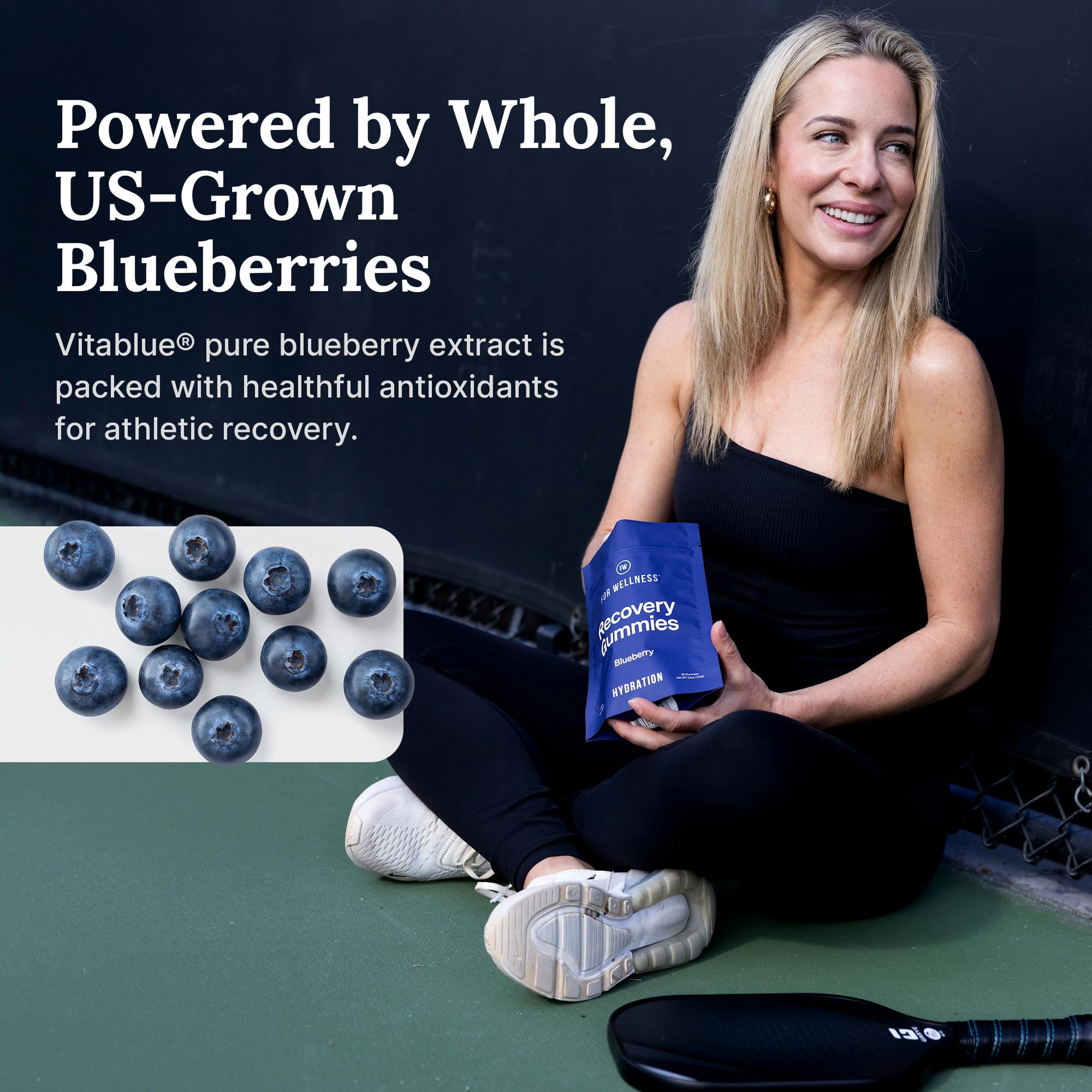For Wellness electrolyte label highlights non-GMO, vegan ingredients and VitaBlue antioxidant boost.
