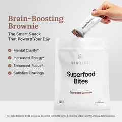 For Wellness Focus Bites ingredients label shows organic, non-GMO, preservative-free promise.