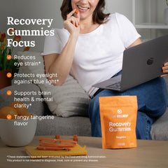 For Wellness Recovery Gummies close-up shows chewy texture for daily use.
